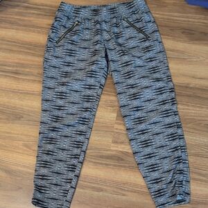 Athleta Black and Gray Striped Pants